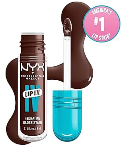NYX PRO MAKEUP Lip IV Hydrating Glossy Lip Stain met 12H Hidrasie – Espresso Soak (Bruin)
