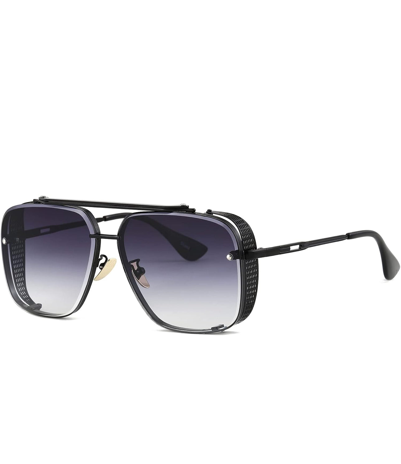 UNISEX Oorgroot Vierkantige Vlieënier Gradiënt-sonbril C1 Swart Raam/Gradiënt - Grys Lens