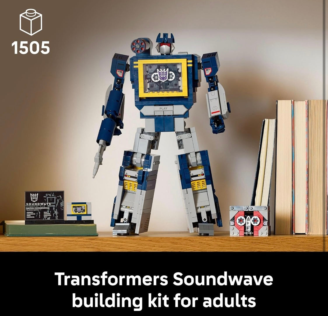LEGO Icons Transformers: Soundwave - Building Set W/Sound Effects Model Kit W/Ravage & Laserbeak Figures - 10358