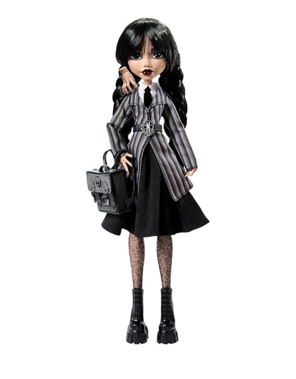 Monster High - Wednesday Addams Collectible in Nevermore Academy Uniform with Thing and Backpack, Doll Stand
