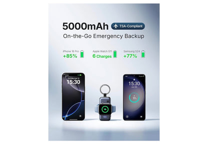 INIU 20W SnapGo Portable Charger, 5000mAh Mini Power Bank for Apple Watch
20W Fast Charging, Travel Keychain, Built-in USB-C Cable, Flight-Safe, Battery Pack for Apple Watch, iPhone 17 etc