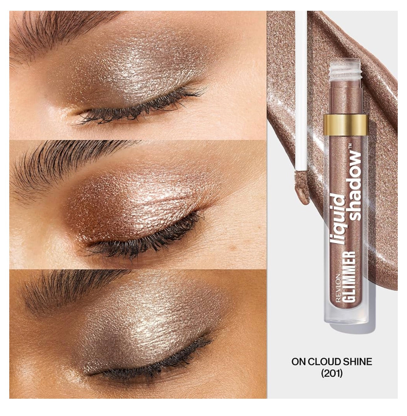 REVLON Glimmer Liquid Shadow, Smeerbestande Skitter Oogskadu Grimering, Langdurig, Hoë Pigment - (201 On Cloud Shine)