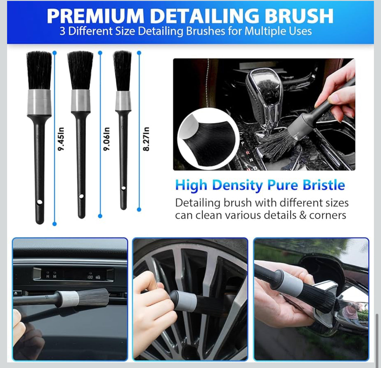 High Power Portable Car Vacuum, Detailing Kit with 8000PA - Including 7Pcs Detailing Brush Set and Carry On Bag