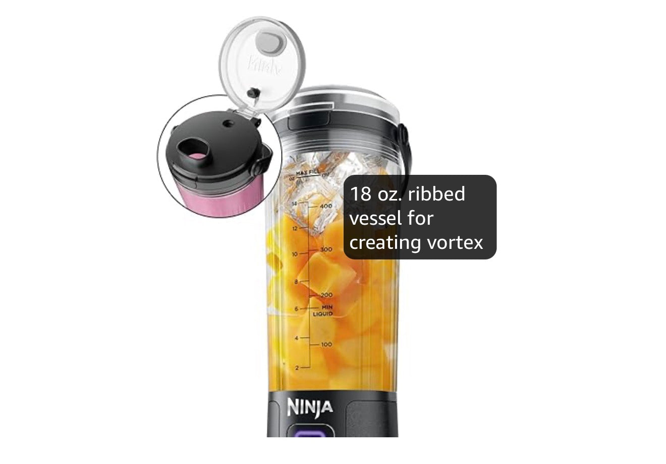 Ninja Blast Koordlose 532 ml Draagbare Blender Vir Skommels en Smoothies, BPA-vry, Lekvaste Deksel en Suigbek, USB-C Herlaaibaar, Skottelgoedwasser Veilig - (Metaalswart)