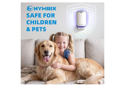 Nymrix Indoor Fly Trap, Plug-in Flying Insect Trap for Fruit Flies & Gnats 24/7 Blue Light Trap for House Flies & Mosquitoes, Works in Kitchens & Near Plants, Safe for Kids & Pets, 2 Bases + 6 Refills