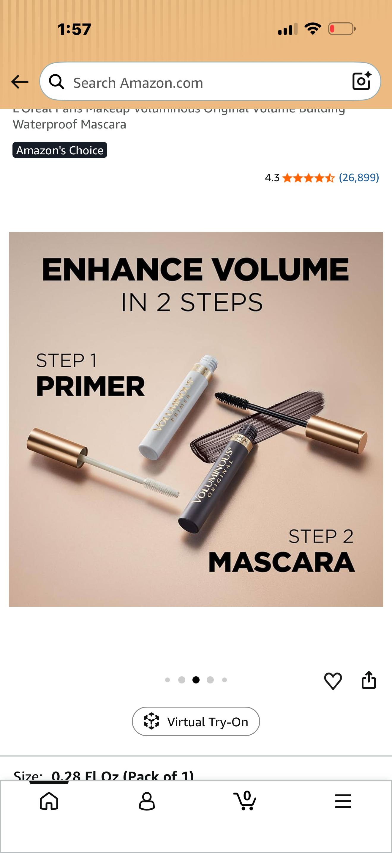 L'Oréal Paris Make-up Voluminous Original Volume Building Waterdigte Mascara - (Swartbruin)