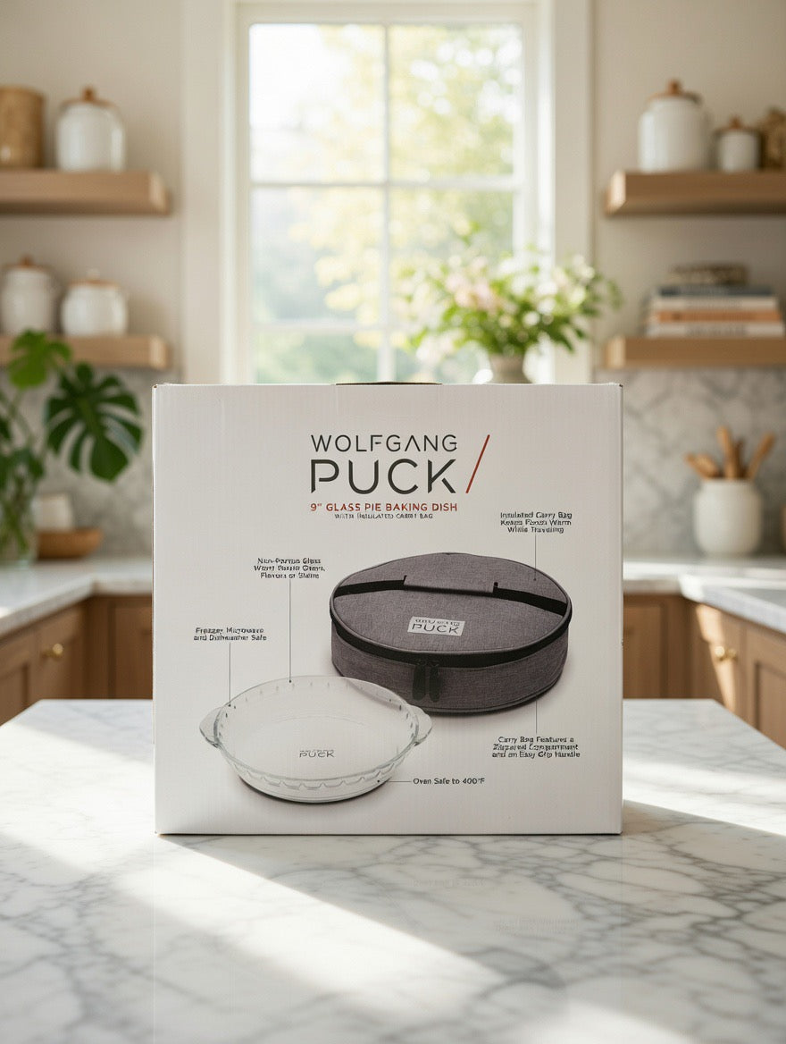 Wolfgang Puck 9” Glass Pie Dish w/ Insulated Bag