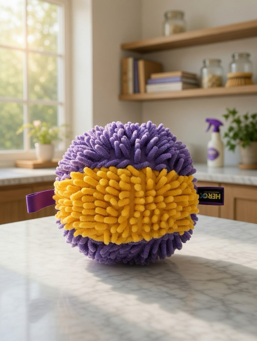 Purple Yellow Microfiber Dog Ball Toy