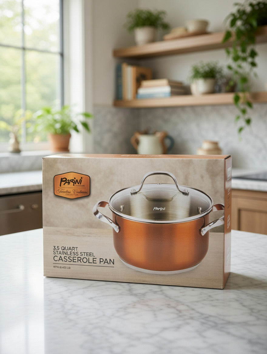 Parini 3.5 Qt Stainless Steel Casserole Pan