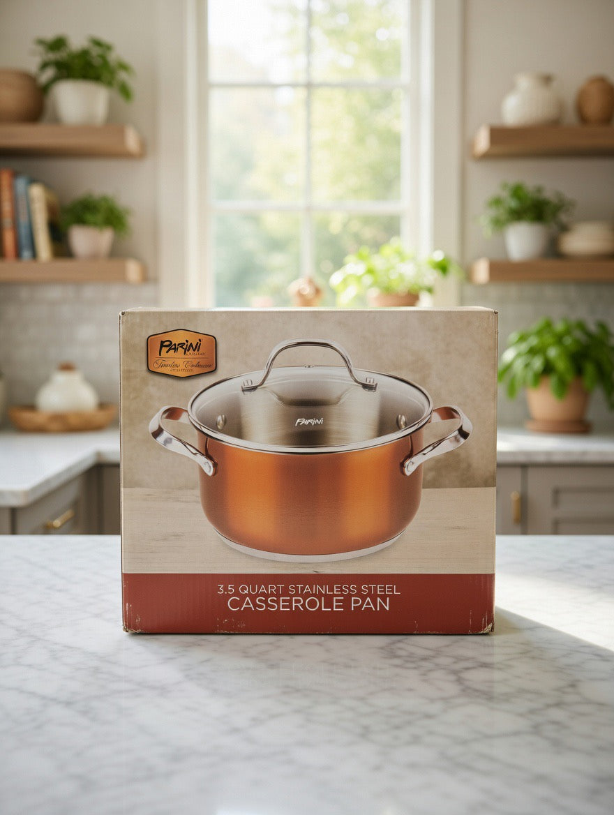 Parini 3.5 Qt Stainless Steel Casserole Pan