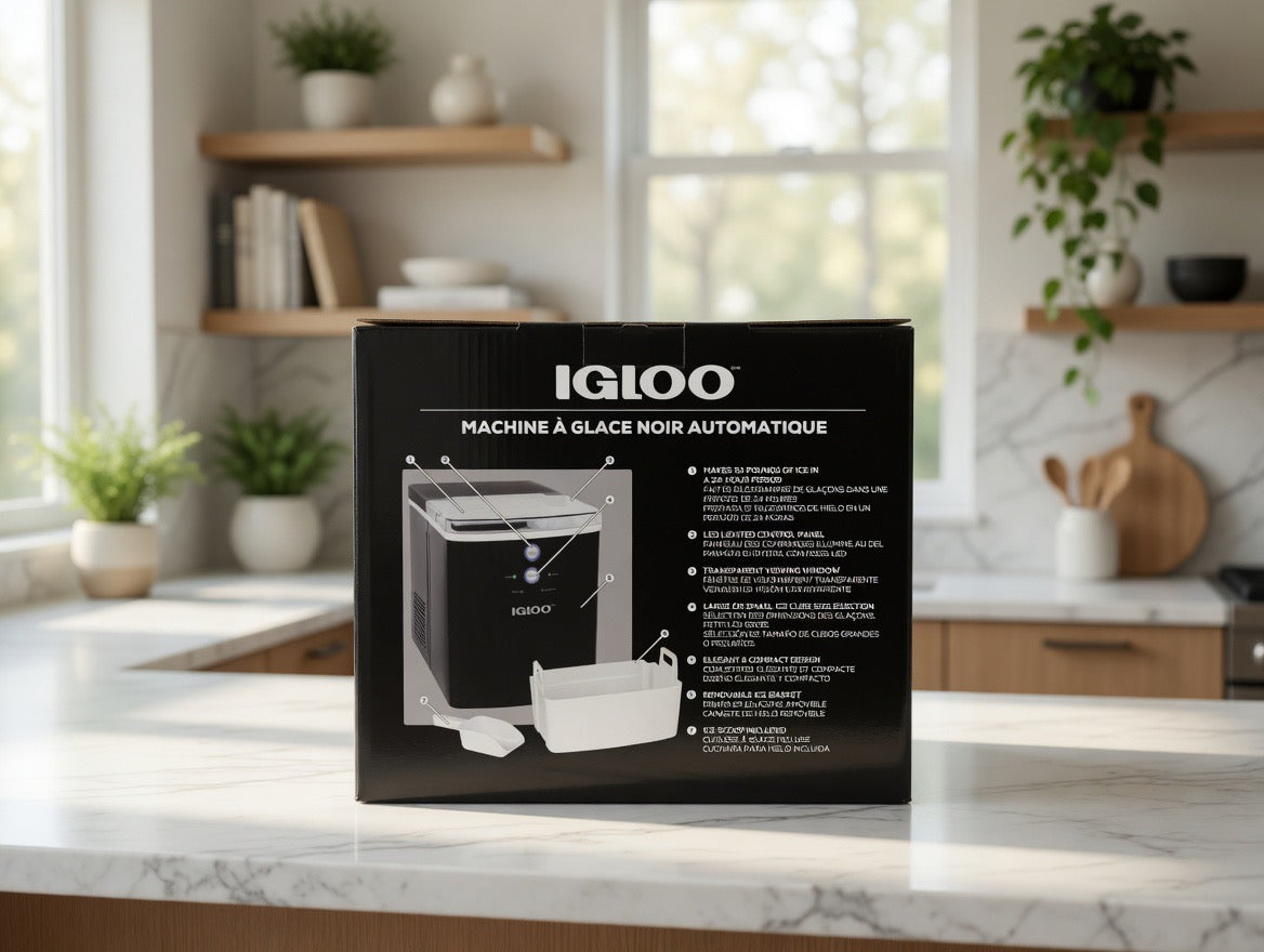 Igloo Electric Countertop Ice Maker Machine - Automatic and Portable - 33 LBS in 24 Hours - (Black)