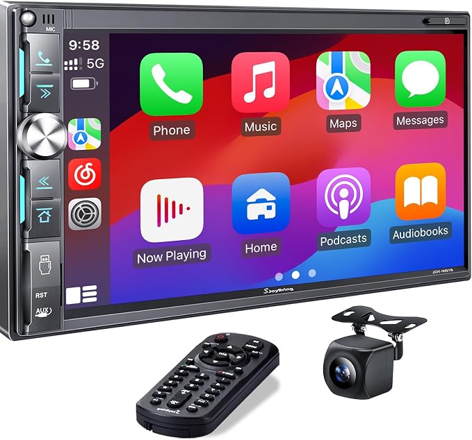 7" Double Din Car Stereo with Wireless Apple CarPlay & Android Auto