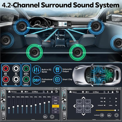 7" Double Din Car Stereo with Wireless Apple CarPlay & Android Auto