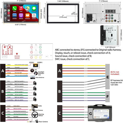 7" Double Din Car Stereo with Wireless Apple CarPlay & Android Auto
