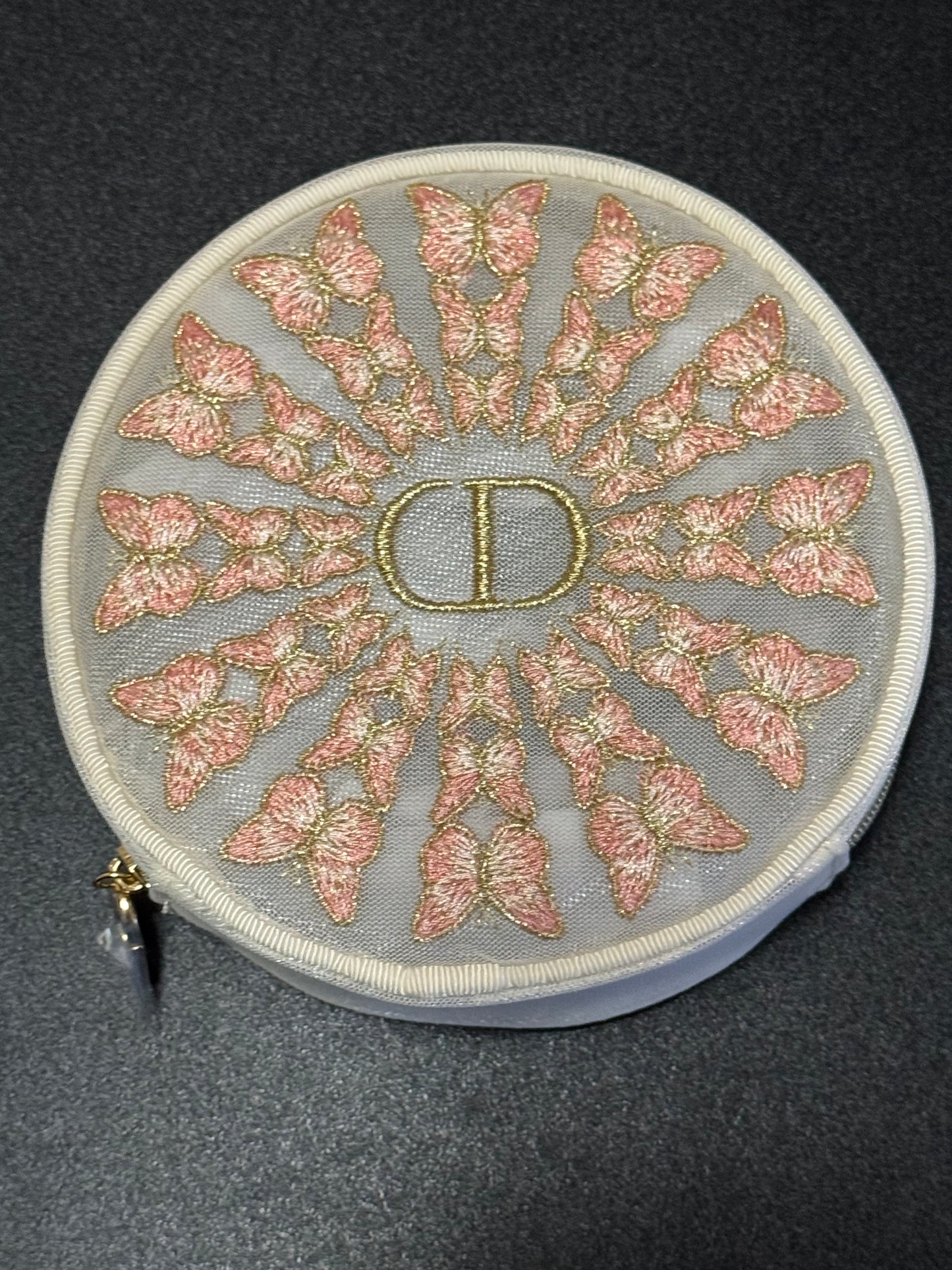 Dior Skoeier Geborduurde Ronde Beursie Sakbedeltjie met Lipstiffie