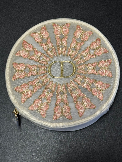 Dior Skoeier Geborduurde Ronde Beursie Sakbedeltjie met Lipstiffie