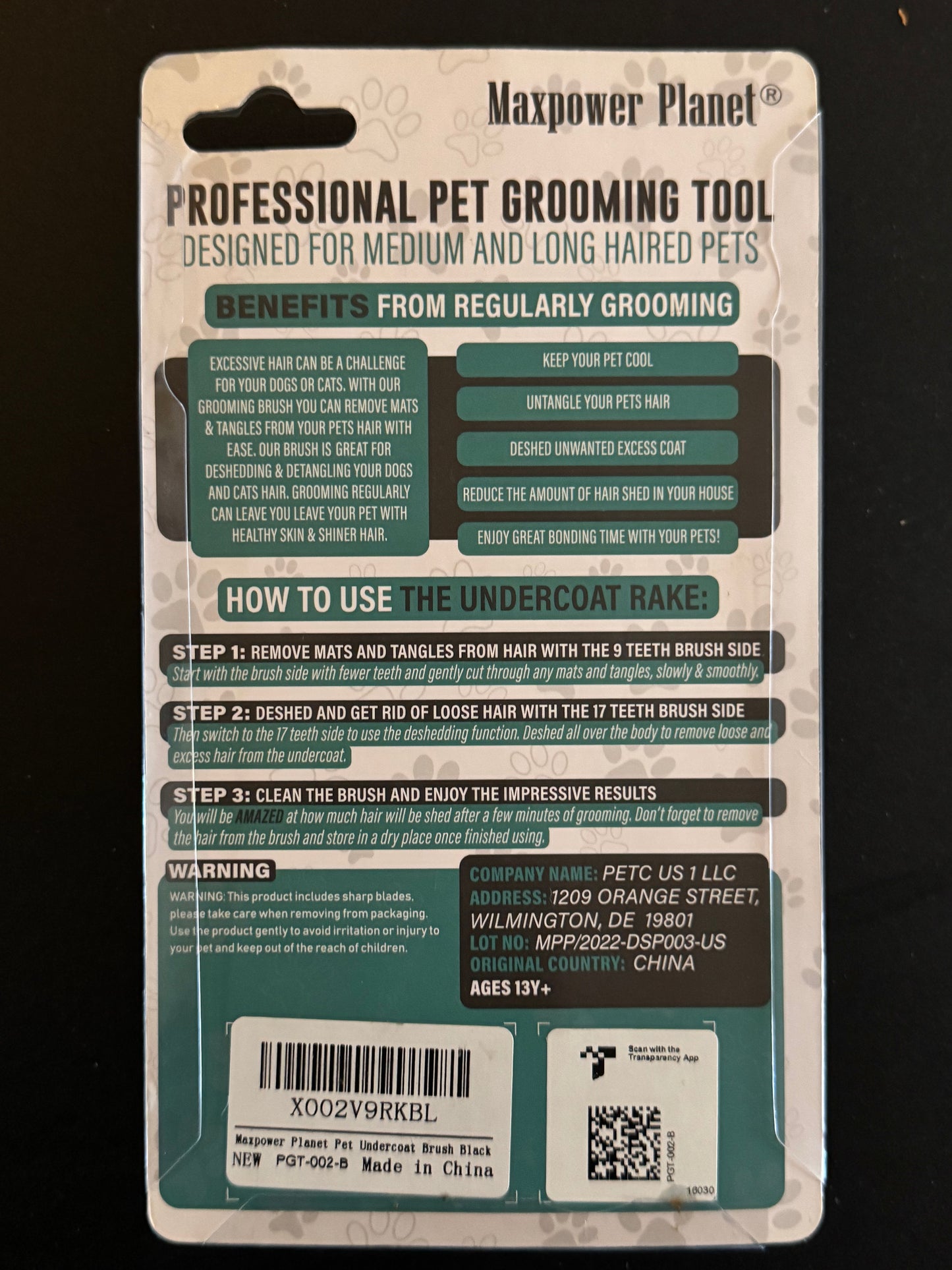 Maxpower Planet Pet Grooming Tool Dubbele Kop Ontwolhark