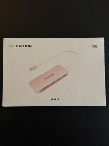 LENTION Pink USB-C Hub 4-Poort Multi USB-Adapter