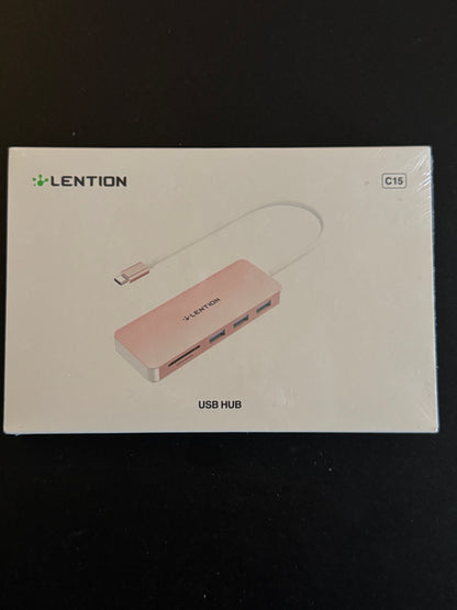 LENTION Pink USB-C Hub 4-Poort Multi USB-Adapter