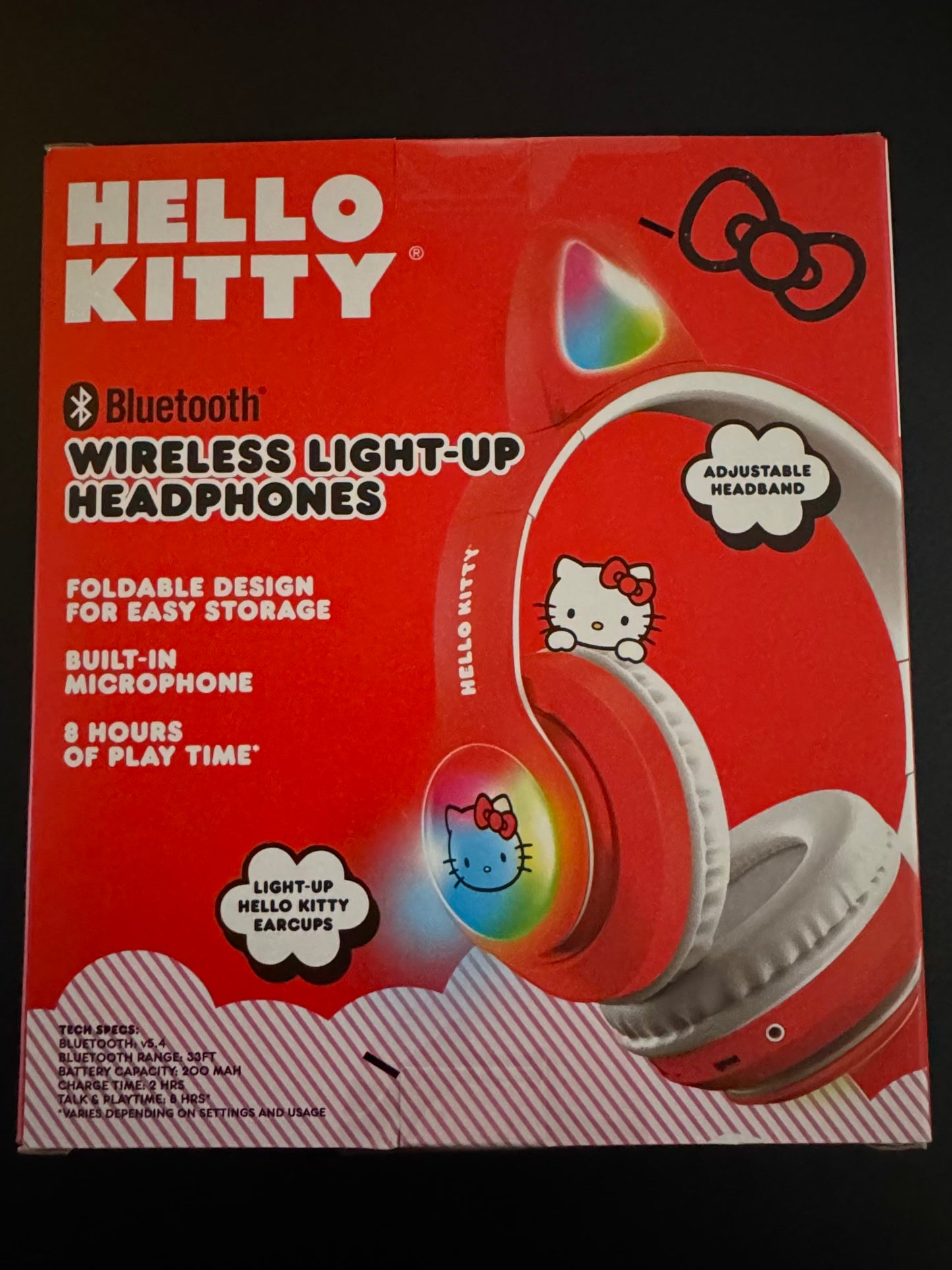 Hello Kitty Bluetooth draadlose gloeiende oorfone RGB Nuut