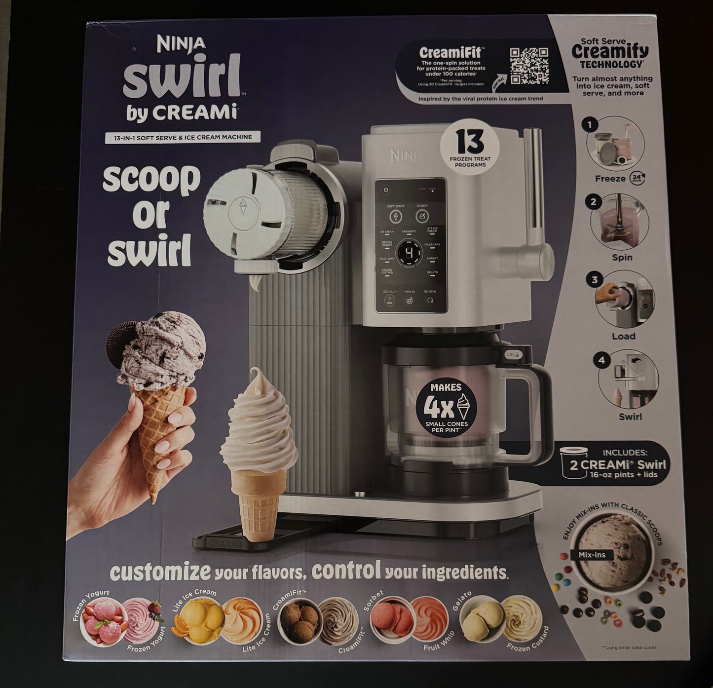 Ninja CREAMi Scoop & Swirl 13 in 1 Soft Serve Ice Cream Machine - Silver