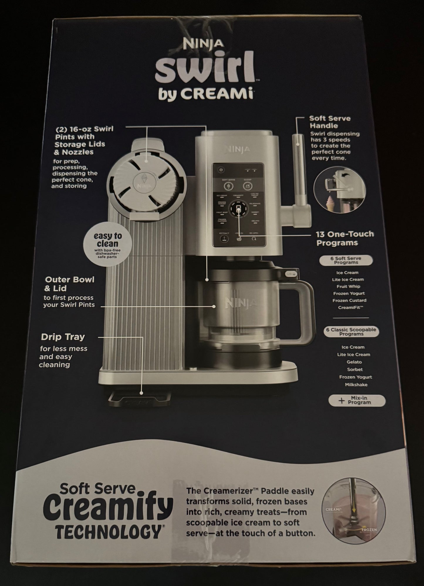 Ninja CREAMi Scoop & Swirl 13 in 1 Soft Serve Ice Cream Machine - Silver