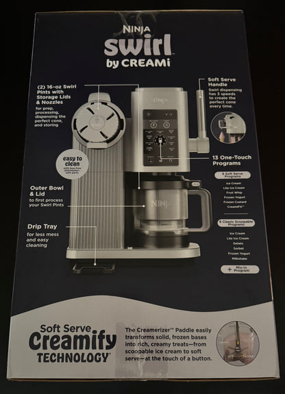 Ninja CREAMi Scoop & Swirl 13 in 1 Soft Serve Ice Cream Machine - Silver