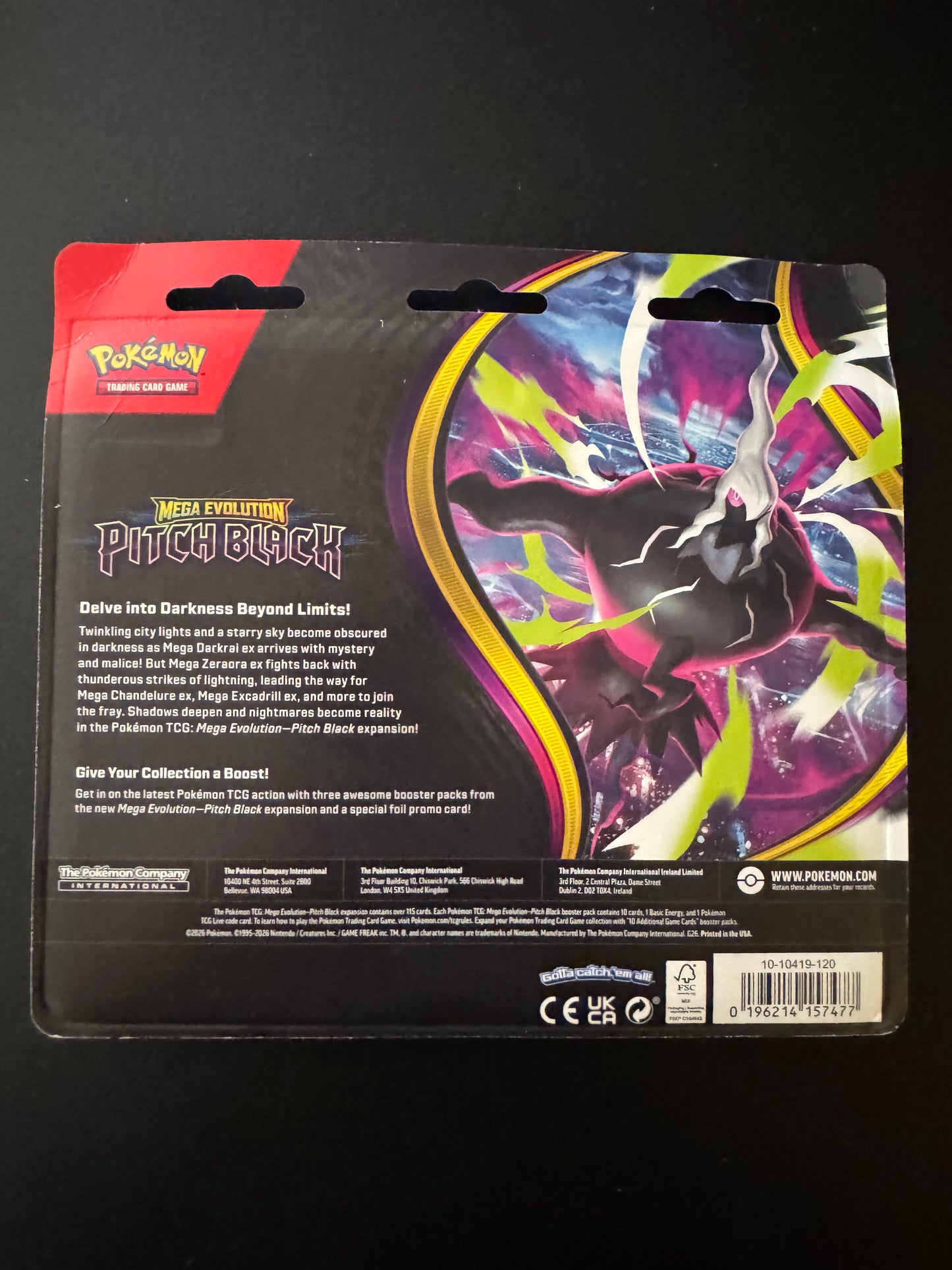 Pokémon TCG: Mega Evolution – Pitch Black 3-Pack Blister w/ Binacle Promo Card