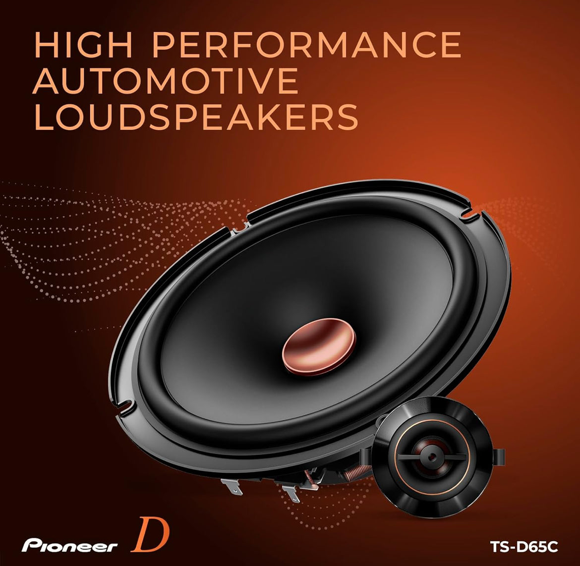 PIONEER D-Series TS-D65C 6.5" 2-Way Component Car Speakers 270W MaxHigh Performance Speakers, Ideal Factory Upgrade, Crisp Highs + Clear Vocals, Add an Amp for Even Better Performance