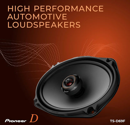 PIONEER D-Series TS-D69F 6" x 9" 2-Way Coaxial Car Speakers 330W MaxHigh Performance Speakers, Ideal Factory Upgrade, Balanced Sound + Smooth Treble, Add an Amp for Even Better Performance
