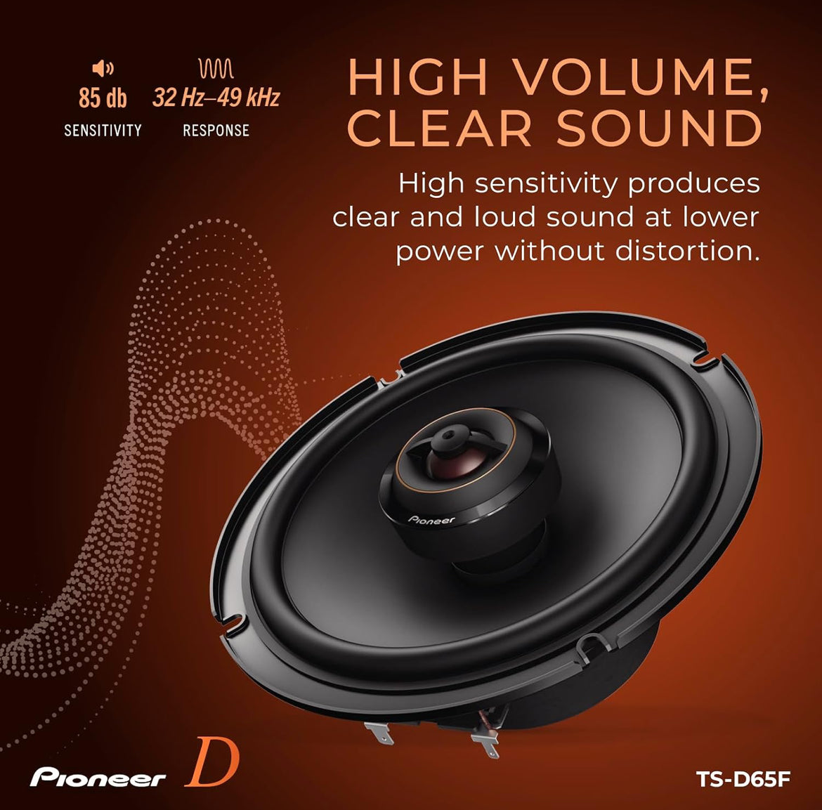 Pioneer D-Series 6.5 Inches 2-Way Coaxial Car Speakers 270W MaxHigh Performance Speakers, Ideal Factory Upgrade, Balanced Sound + Smooth Treble