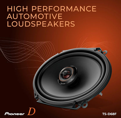 Pioneer D-Series 6X8 Inches 2-Way Coaxial Car Speakers 280W MaxHigh Performance Speakers, Ideal Factory Upgrade, Balanced Sound + Smooth Treble