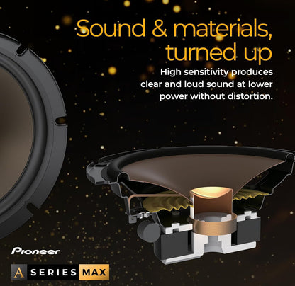 Pioneer A-Series MAX 6.5 Inches 2-Way Component Car Speakers 370W MaxIdeal Factory Upgrade, Crisp Highs + Clear Vocals, Enhanced Bass, Installation Adaptors Included