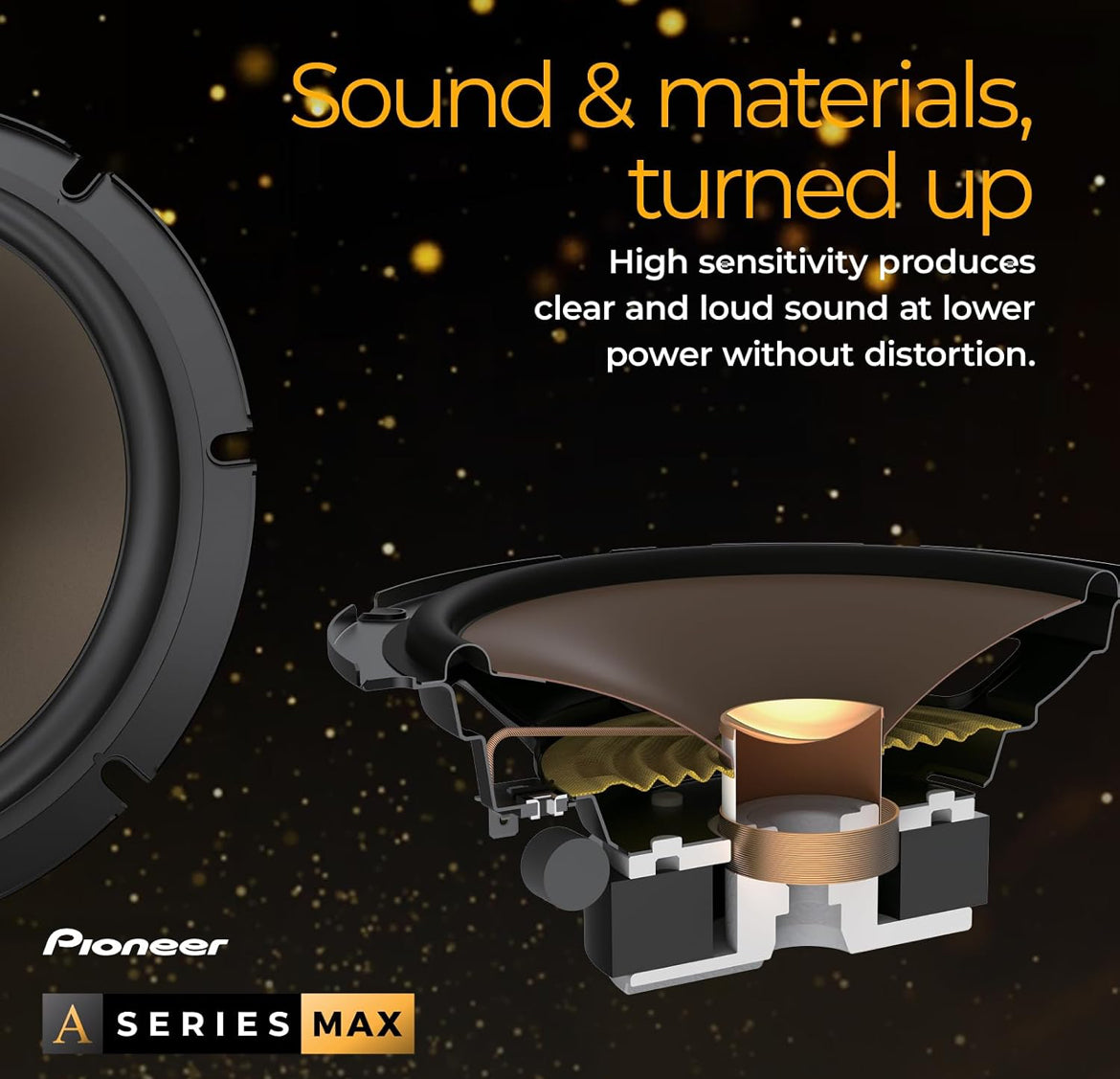 PIONEER A-Series MAX 6.5 Inches 2-Way Coaxial Car Speakers 340W MaxIdeal Factory Upgrade, Balanced Sound + Smooth Treble, Enhanced Bass, Installation Adaptors Included