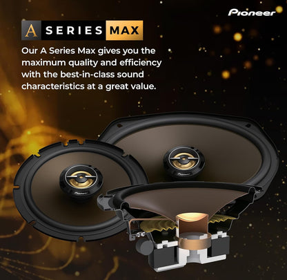 PIONEER A-Series MAX 6X9 Inches 2-Way Coaxial Car Speakers 460W MaxIdeal Factory Upgrade, Balanced Sound + Smooth Treble, Enhanced Bass, Installation Adaptors Included