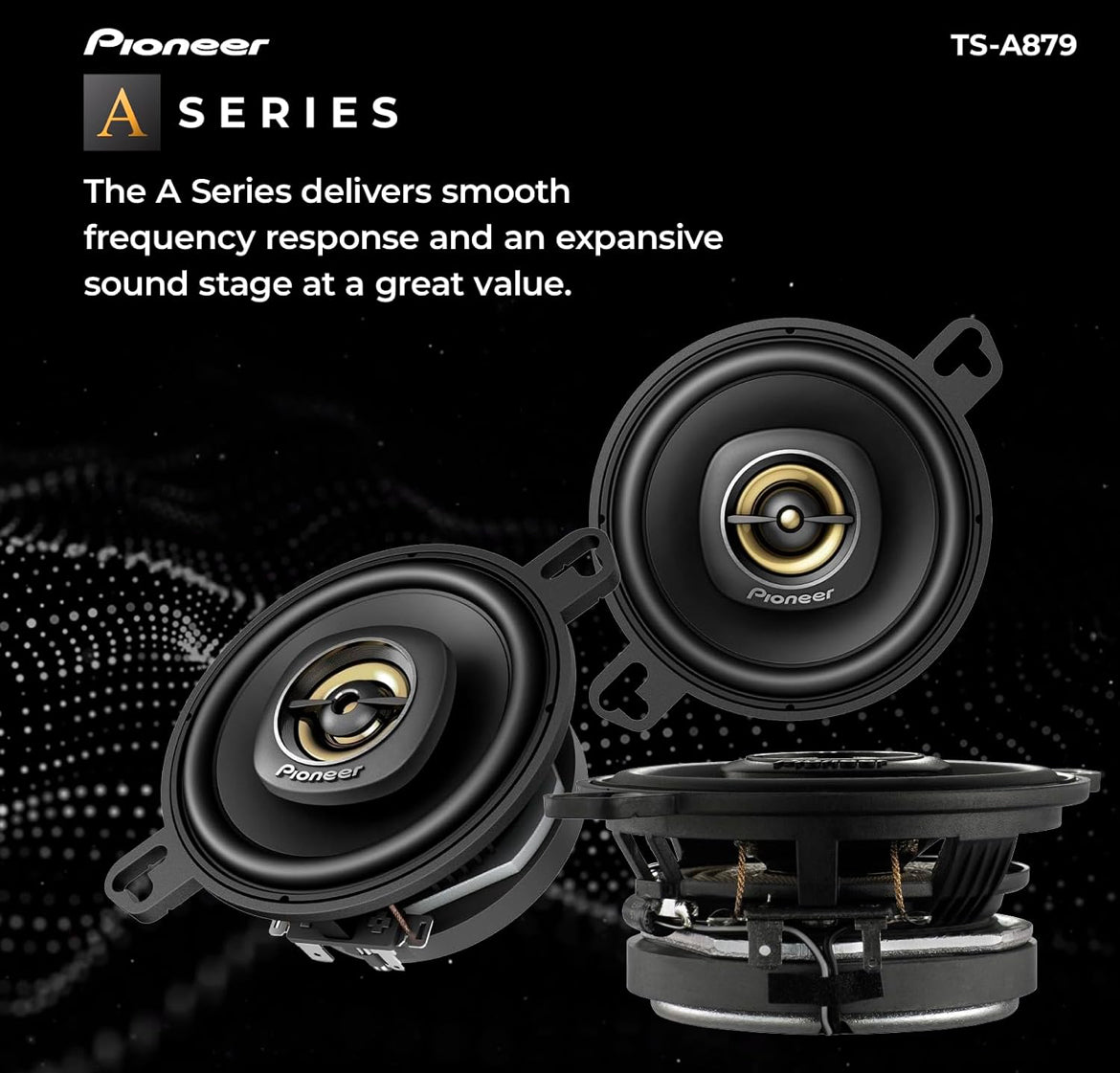 PIONEER A-Series 3.5 Inches 2-Way Coaxial Car Speakers 450W MaxGreat Stock Replacement, Balanced Sound