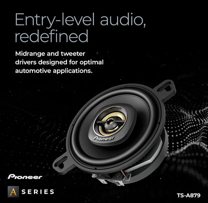 PIONEER A-Series 3.5 Inches 2-Way Coaxial Car Speakers 450W MaxGreat Stock Replacement, Balanced Sound