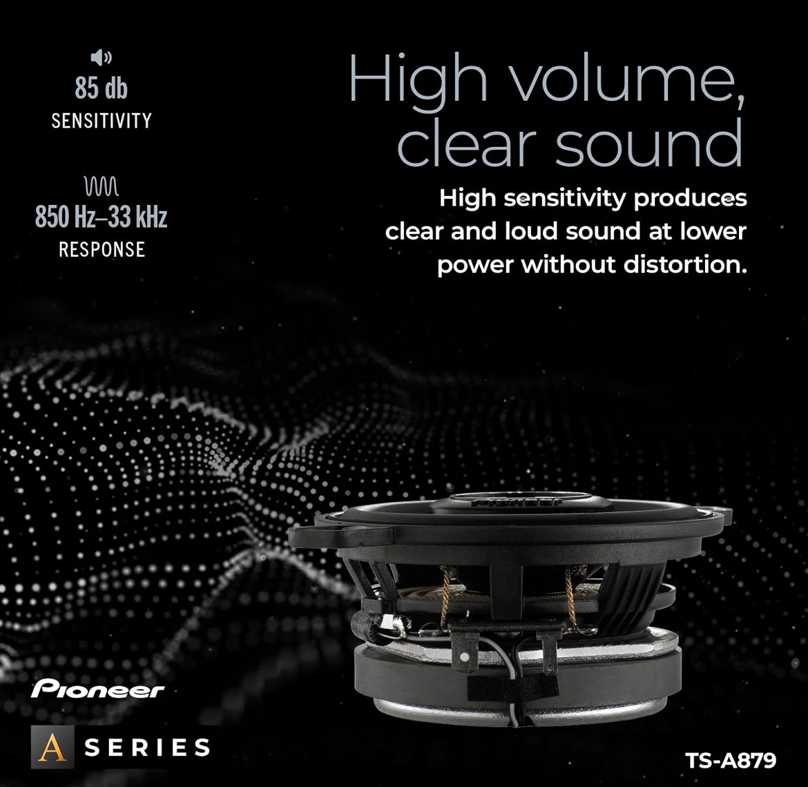 PIONEER A-Series 3.5 Inches 2-Way Coaxial Car Speakers 450W MaxGreat Stock Replacement, Balanced Sound