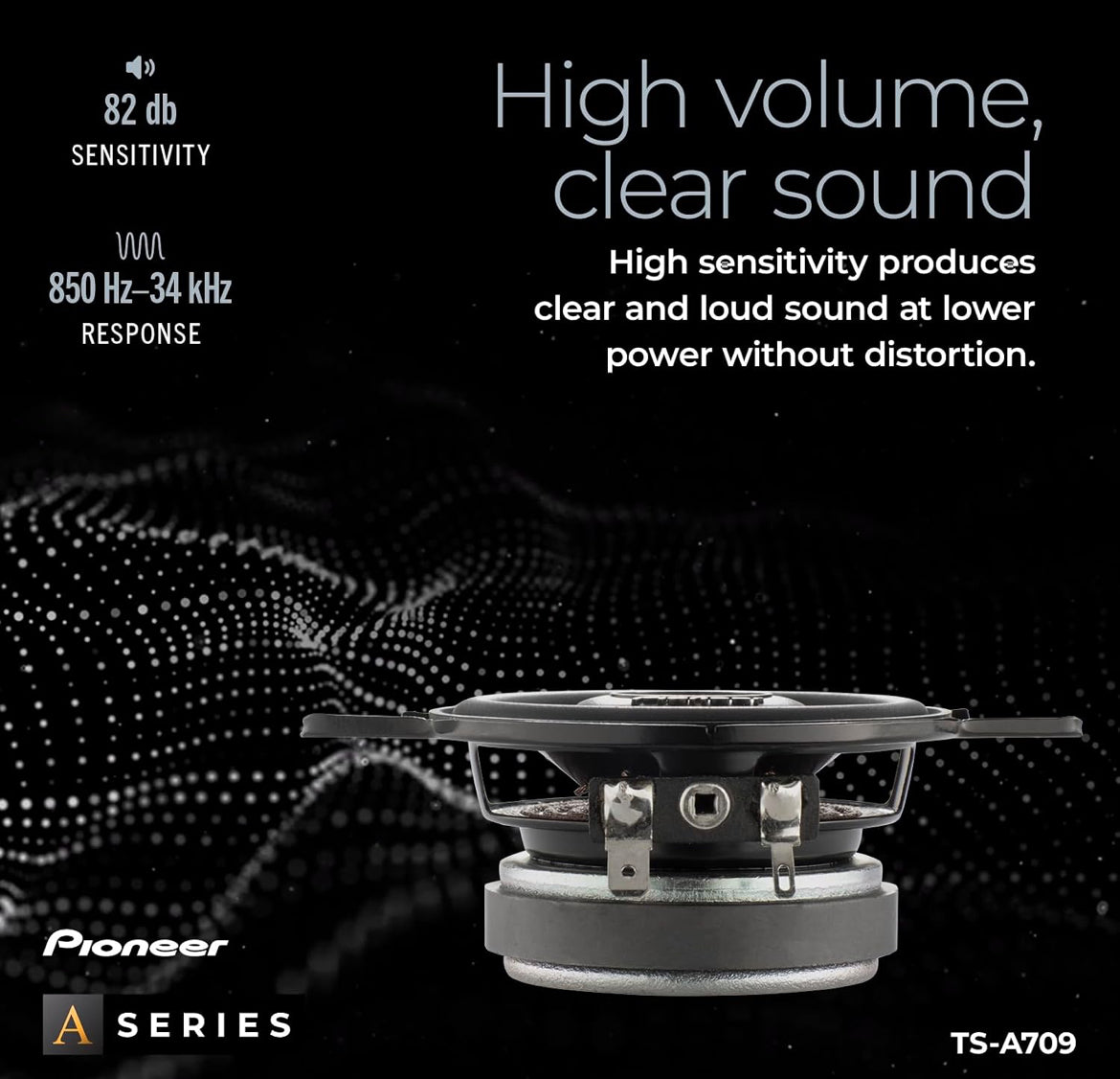 PIONEER A-Series Plus 2.75" 2-Way Coaxial Car Speakers 450W MaxGreat Stock Replacement, Balanced Sound + Smooth Treble, Easy Installation