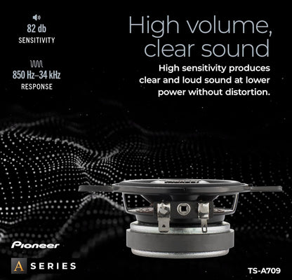 PIONEER A-Series Plus 2.75" 2-Way Coaxial Car Speakers 450W MaxGreat Stock Replacement, Balanced Sound + Smooth Treble, Easy Installation