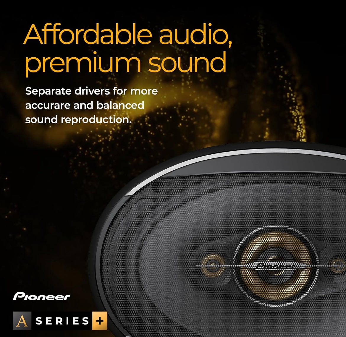 Pioneer A-Series Plus 6.5" 4-Way Coaxial Car Speakers 350W MaxIdeal Factory Upgrade, Balanced Sound + Smooth Treble, Enhanced Bass, Installation Adaptors Included