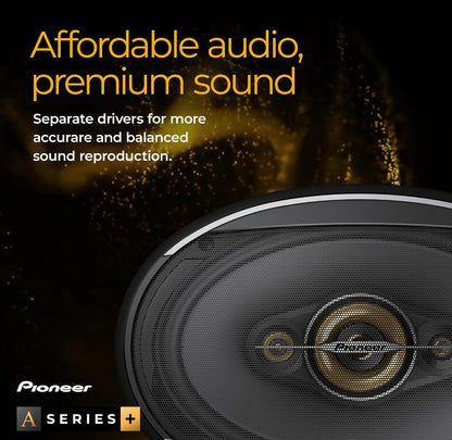 Pioneer A-Series Plus 6.5" 4-Way Coaxial Car Speakers 350W MaxIdeal Factory Upgrade, Balanced Sound + Smooth Treble, Enhanced Bass, Installation Adaptors Included