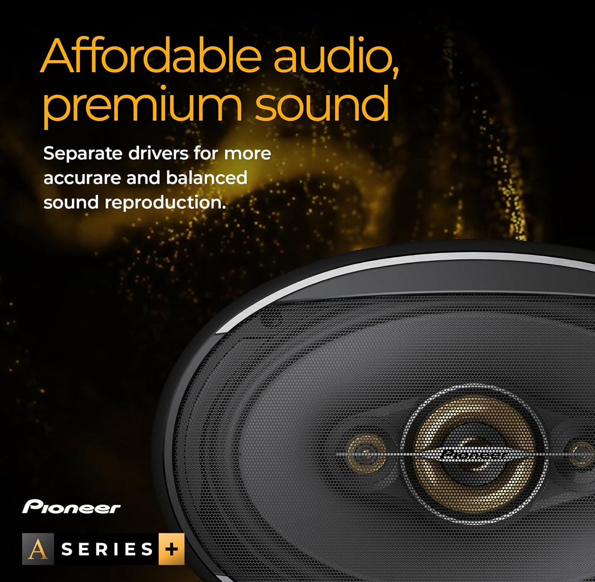 PIONEER A-Series Plus 4" 2-Way Coaxial Car Speakers 230W MaxGreat Stock Replacement Balanced Sound + Smooth Treble, Enhanced Bass