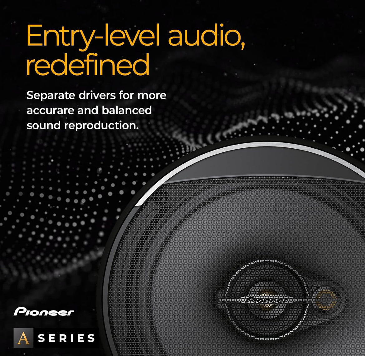 PIONEER A-Series Standard 6.5 Inches 3-Way Coaxial Speakers 320W MaxIdeal Factory Upgrade, Balanced Sound + Smooth Treble, Enhanced Bass, Installation Adaptors Included