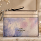 Coach Tie Dye Watercolor Mini Skinny ID Case Blue Purple Canvas Wallet