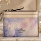Coach Tie Dye Watercolor Mini Skinny ID Case Blue Purple Canvas Wallet