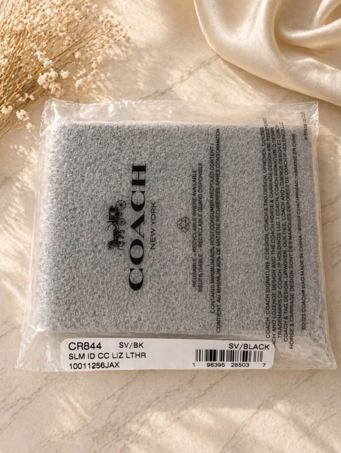 Coach Black Embossed Leather Card Case Slim Wallet Credit Holder