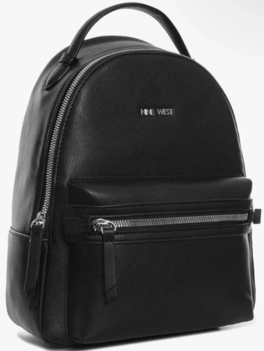 Nine West Wander Mini Backpack Black Faux Leather Small Travel Bag