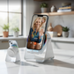 Wireless Induction Audio Bluetooth Speaker, 4 in 1 Phone Stand Speakers Amplifier with Colorful Ambient Light,360° Adjustable Holder- White