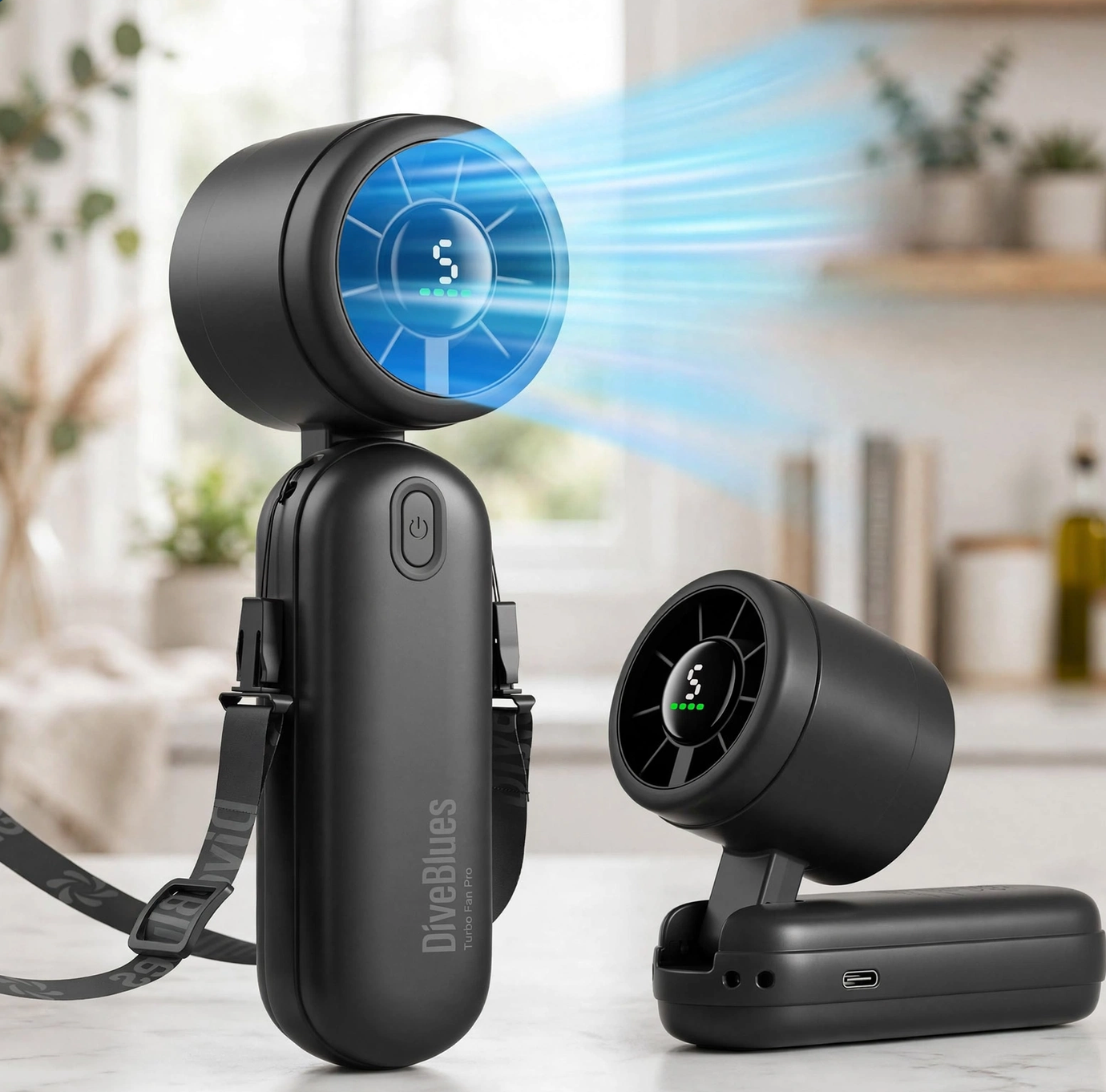 Mini Handgehoue Turbowaaier 4000mAh 3-in-1 Draagbaar - Swart